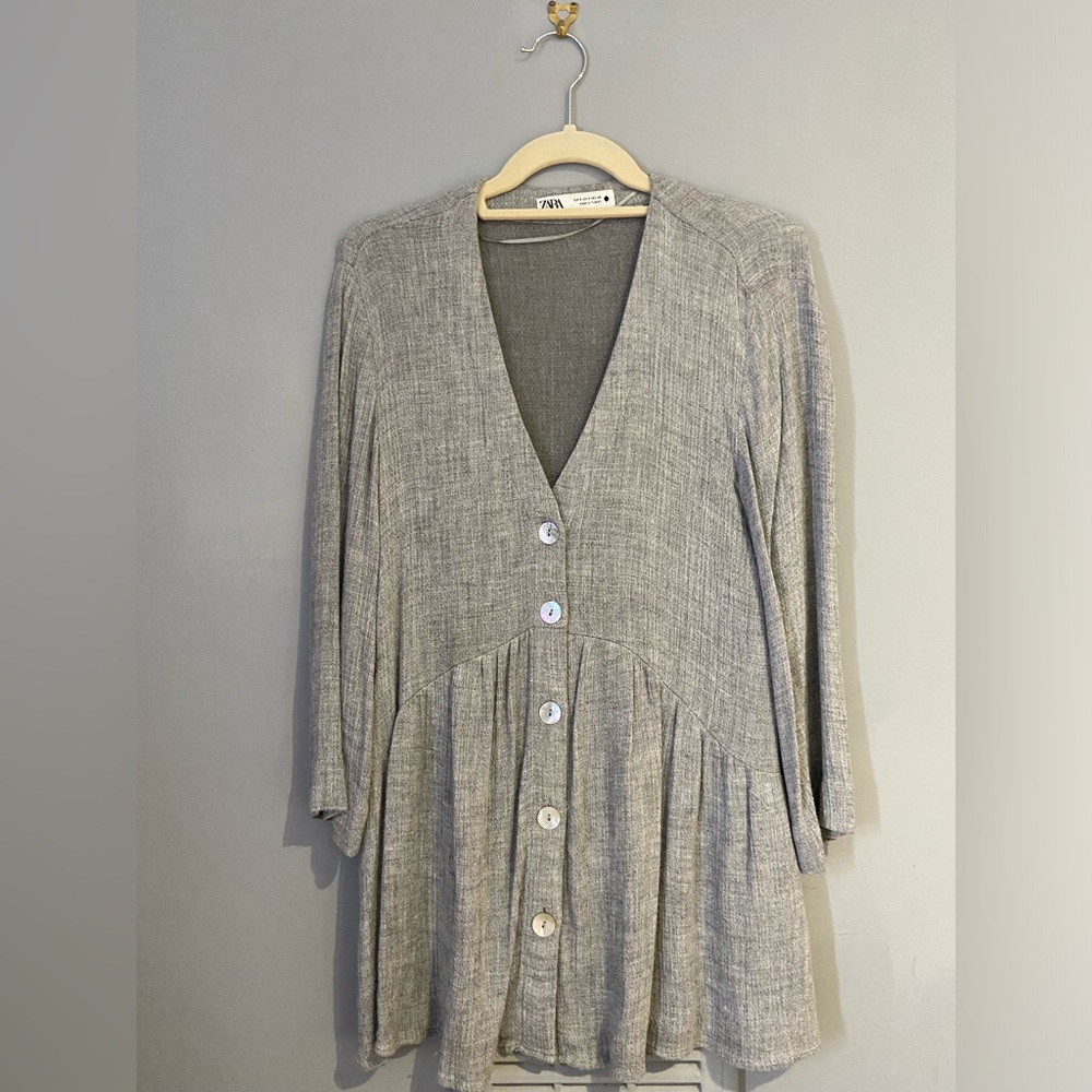 Grey 3/4 Sleeve Flowy Zara Top (Small)